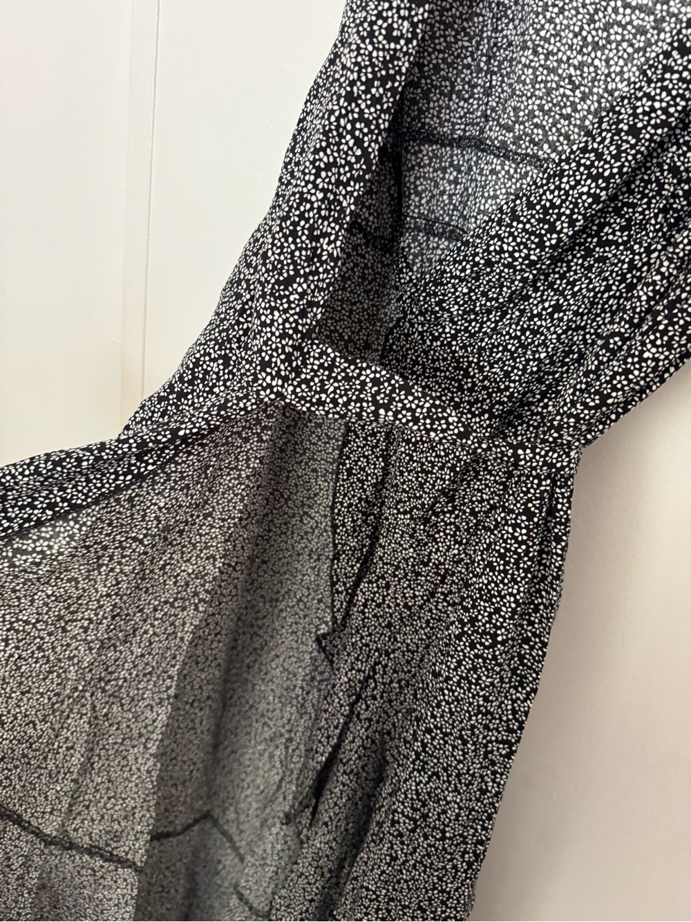 Women's Black Floral Midi Wrap Dress with Flutter Sleeves - Picture 10 of 12